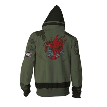 Cyberpunk 2077 Sudadera Cosplay Sudadera Estampada con Cremallera Unisex